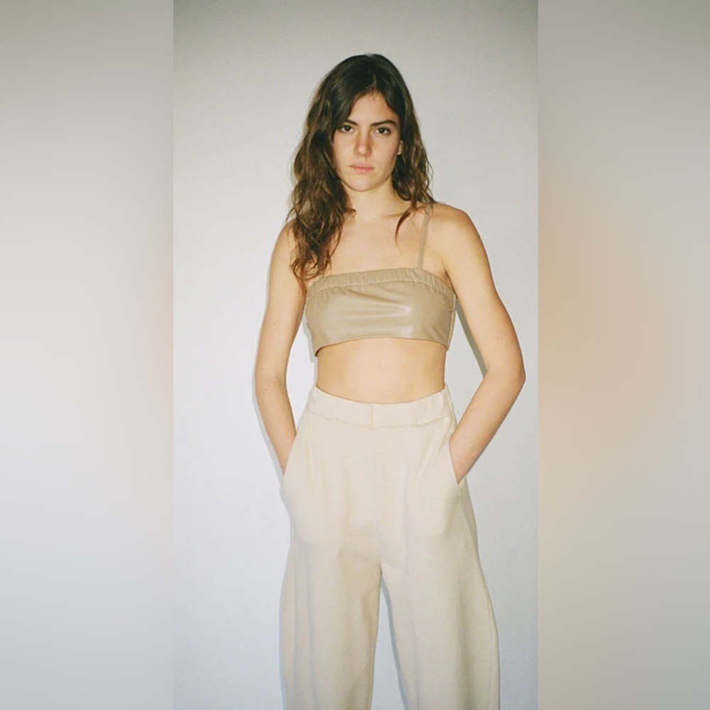 Maryam Nasir Zedeh Women’s 6 Alder Evelyn Crop Top Bralette Tan 100% Leather S - Picture 4 of 16